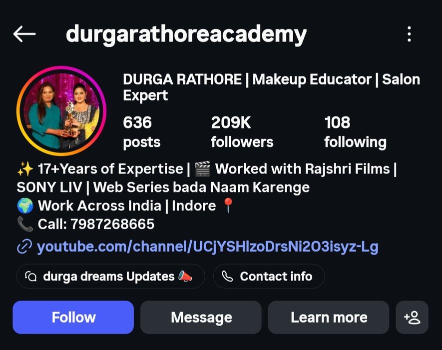 Same Instagram profile grown to 209K followers after working with Veyrox Media