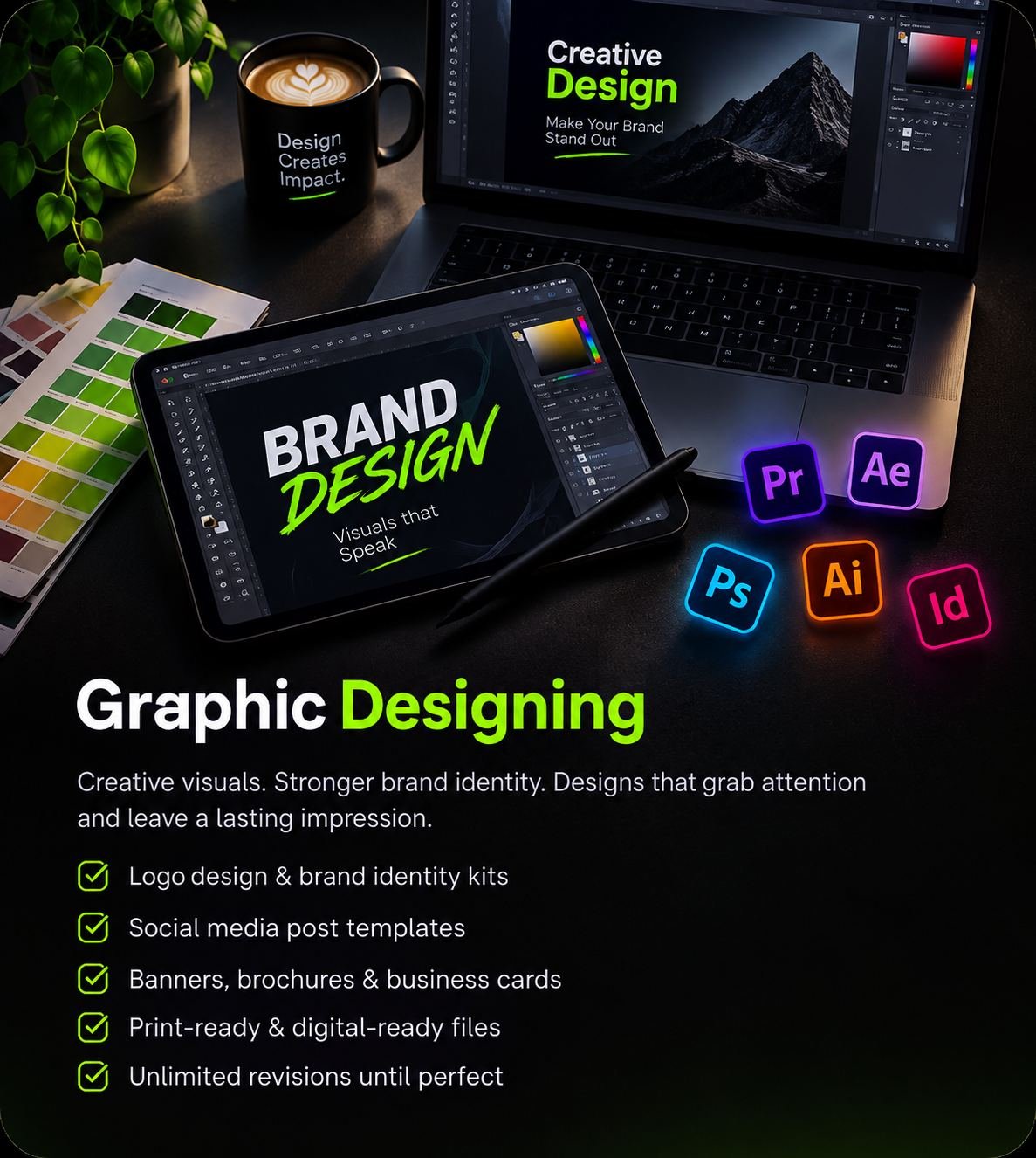 Logo and graphic design workspace