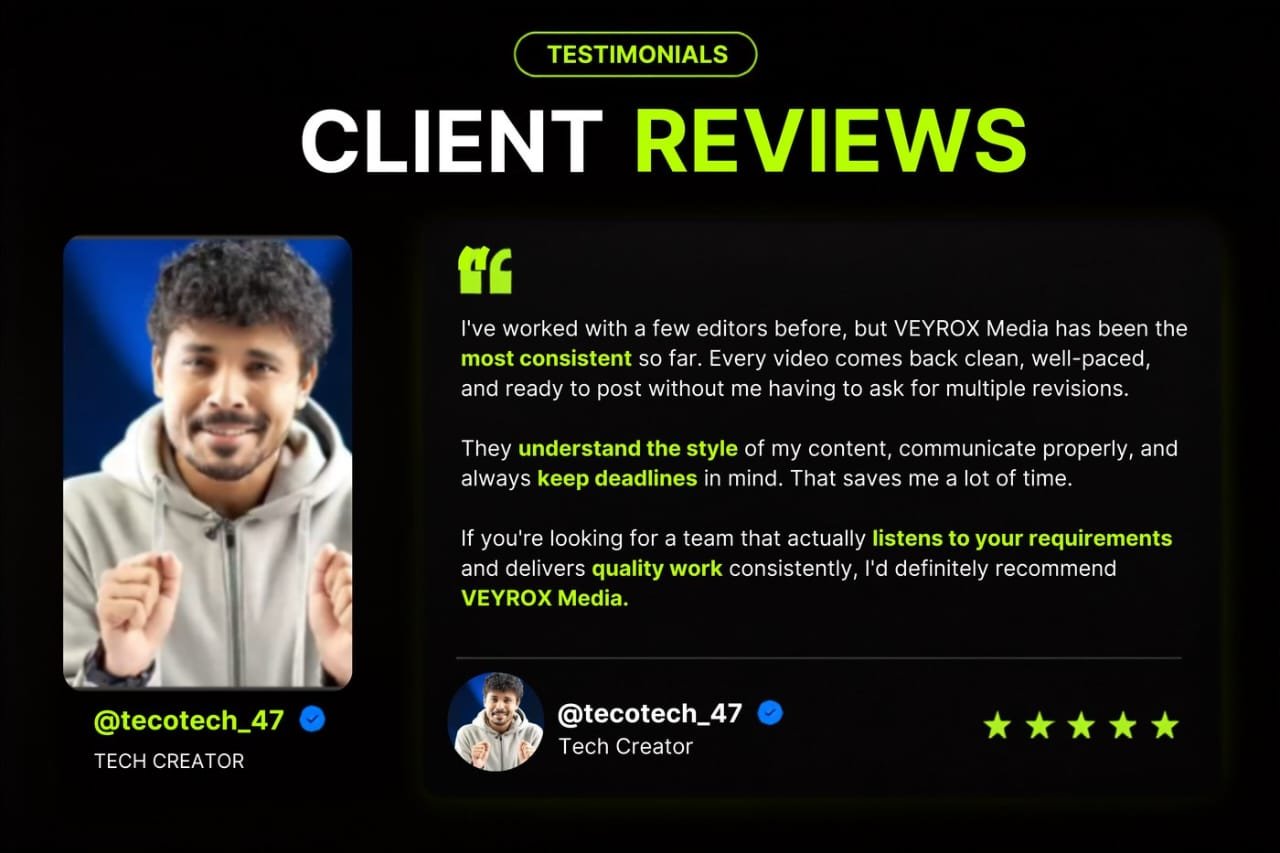 Testimonial from @tecotech_47, Tech Creator
